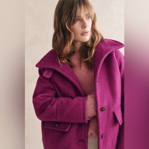 Sézane LÉO Coat In Magenta FR 44 / US 12
